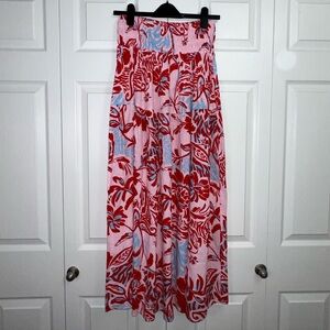 Paper heart M Linen blend floral Print Maxi Skirt Anthropologie Valentines